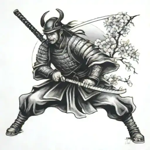 Samurai And Cherry Blossom