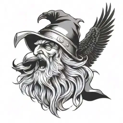 Odin Coming Out Of A Crow's Mouth