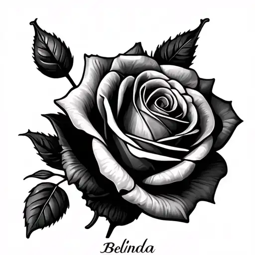 Rose Stem Name Belinda In Cursive