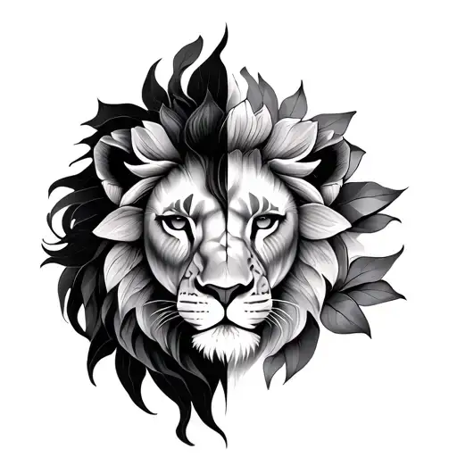 Half Lion Half Lotus Flower