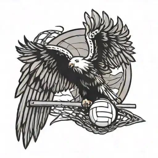 Incorporate The Name 'Sahel' Into A Design Featuring An Eagle Soaring Above A Volleyball Net