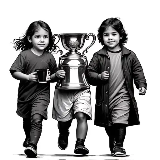 Children Walking Holding The Fa Cup