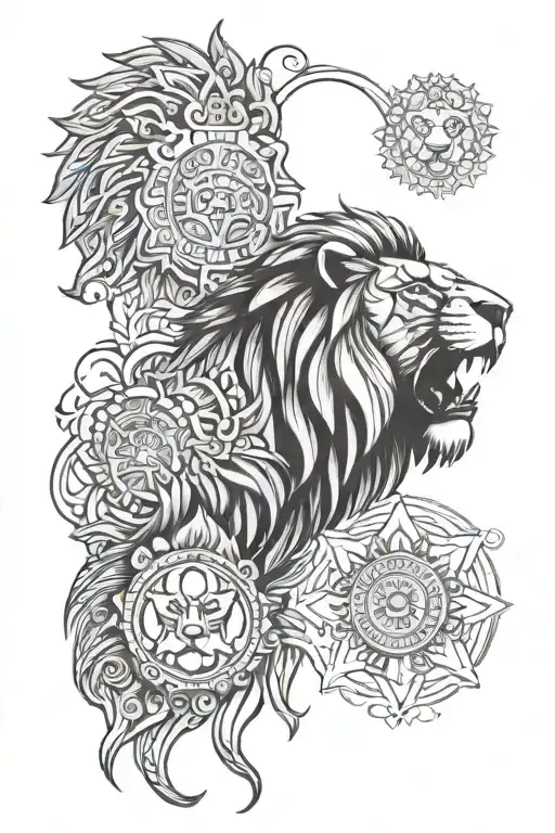 Forearm Tattoo Design Of Lion And Bodybuilder And Mandala Design And Some Unique Design