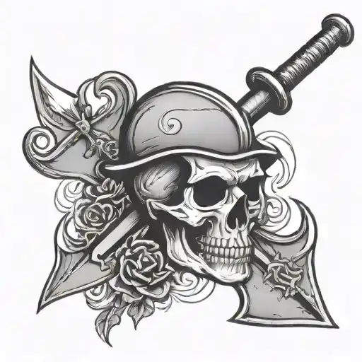 Skull With Shovel And Pickaxe