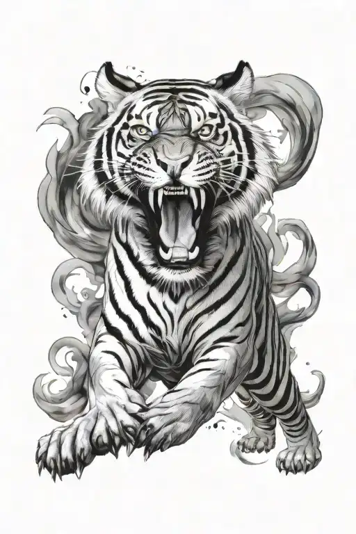 Tiger With Smoke Running Track