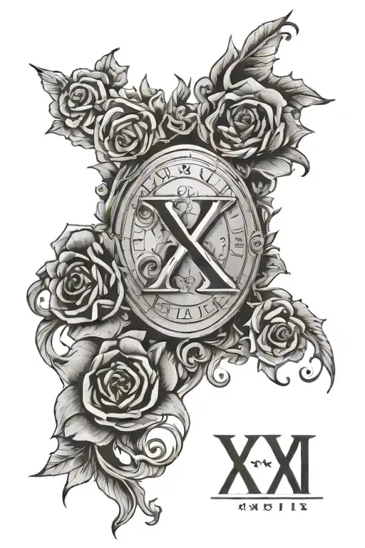 Create An Image Of A Tattoo On The Forearm With The Roman Numerals Ix-xxv-mmxiii With A Background