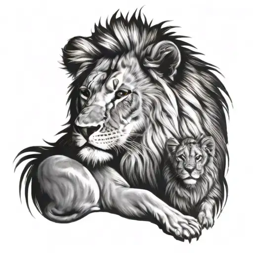 Lion With Baby Lion