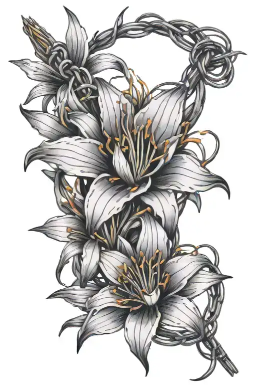 Spider Lily Wrapped In Barbed Wire Bouquet