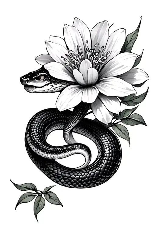 Snake With Flower Stretched Out