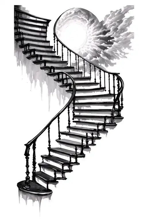 15 Stairs Stairway To Heaven Realistic Tattoo Sleek Design