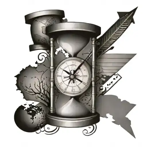 An Hourglass With Arrows Pointing Towards Different Travel Destinations