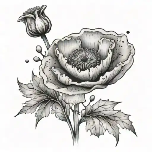 Single Poppy Flower Surrounded By Sagittarius Constellation