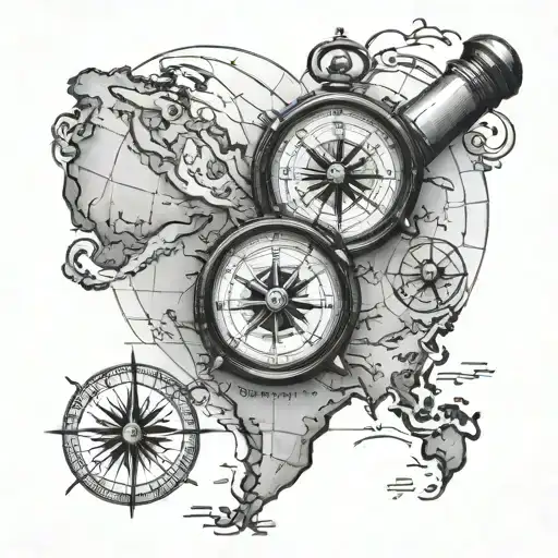 Map And Compass And Lighthouse