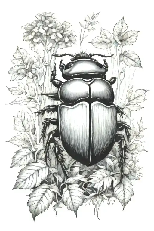 A Small Dung Beetle Walking Through A Forest Scene