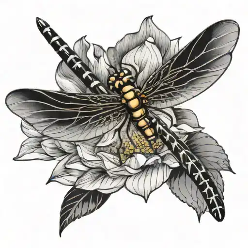 Dragonfly And Lotus Flower