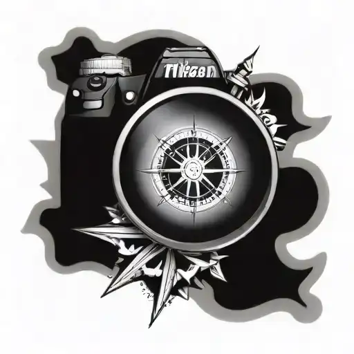 Camera Aperture Blades With Compass Rose In The Background And A Nikon Z9 Camera