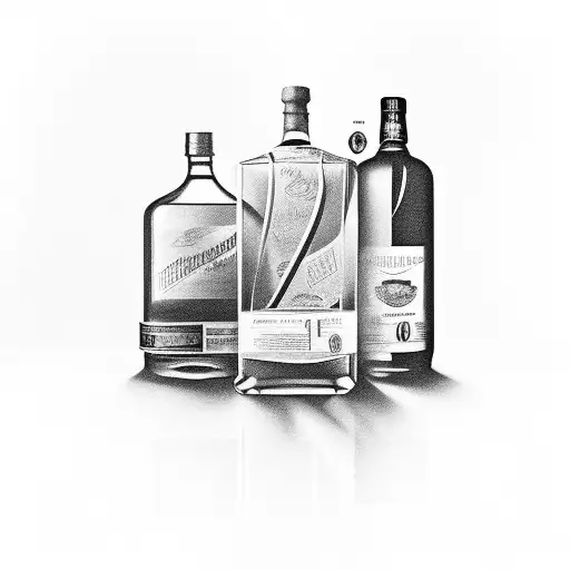 A Classic Car Driving Through A Field Of Whiskey Bottles