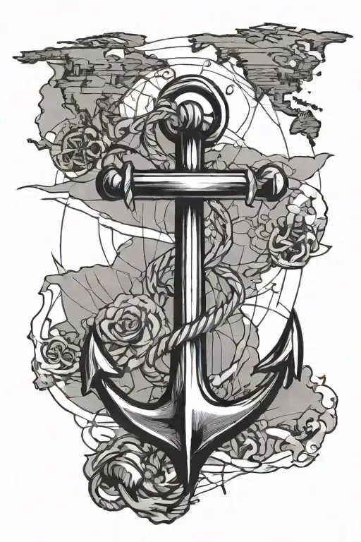 Anchor And Map Outline