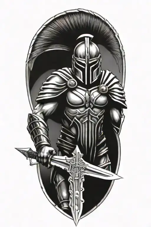 Spartan Warrior Wielding A Sword