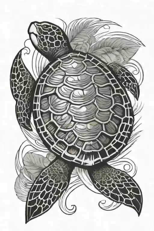 Shell Palm Surfboard Turtle