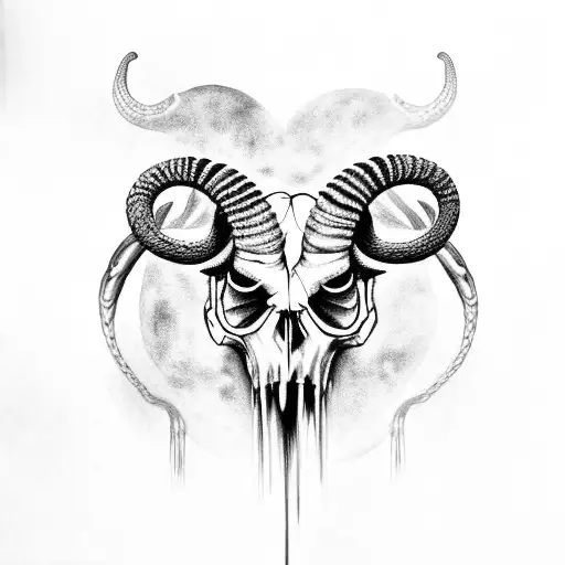 Ram Skull With Snakes And Spiders