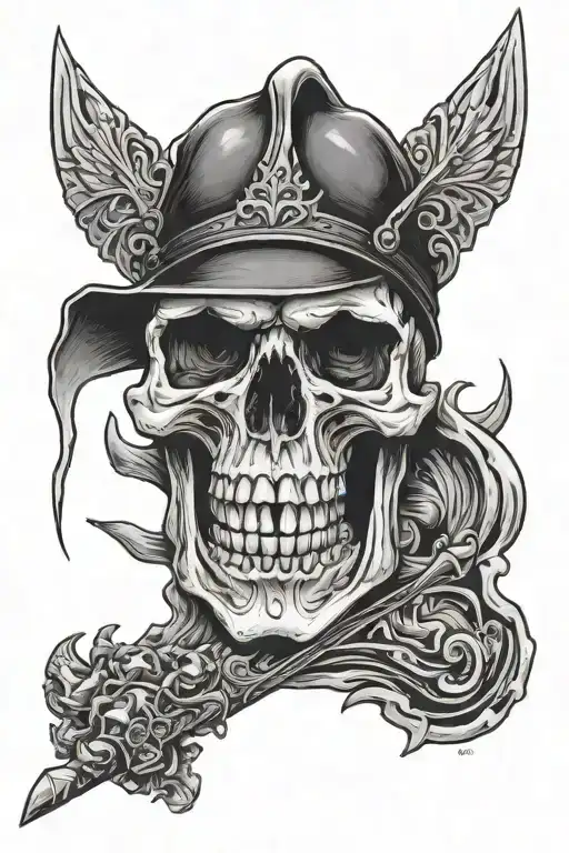 Skull With Knife In Mouth Inside Oyster