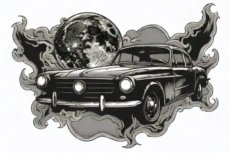 Full Moon With Car