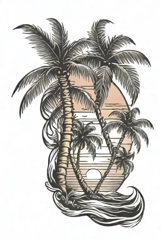 Palm Trees Beach Sunset Scene