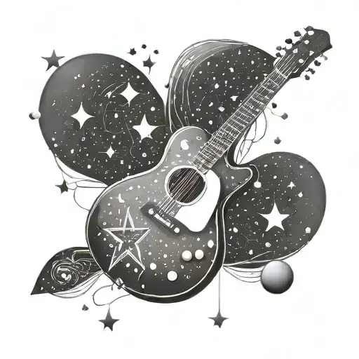 Design A Tattoo Of A Guitar Pick Morphing Into A Constellation Of Stars