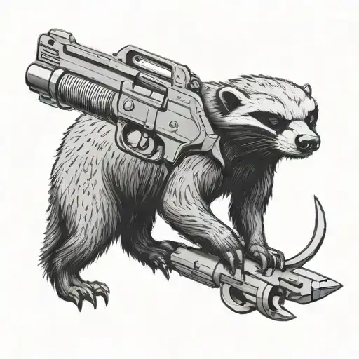 Honey Badger Holding A Gun