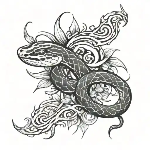 Snakes Thorns And Fish Swimming