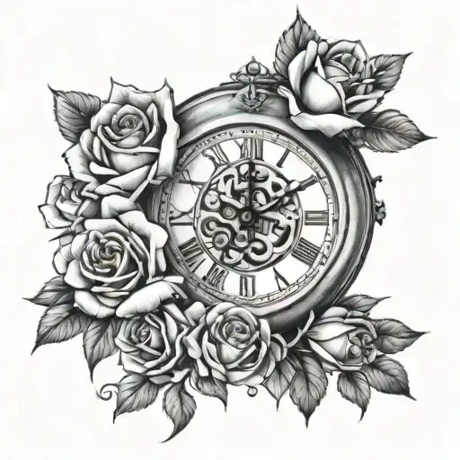 Clock And Roses