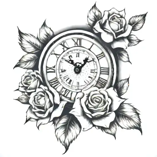 Clock And Roses