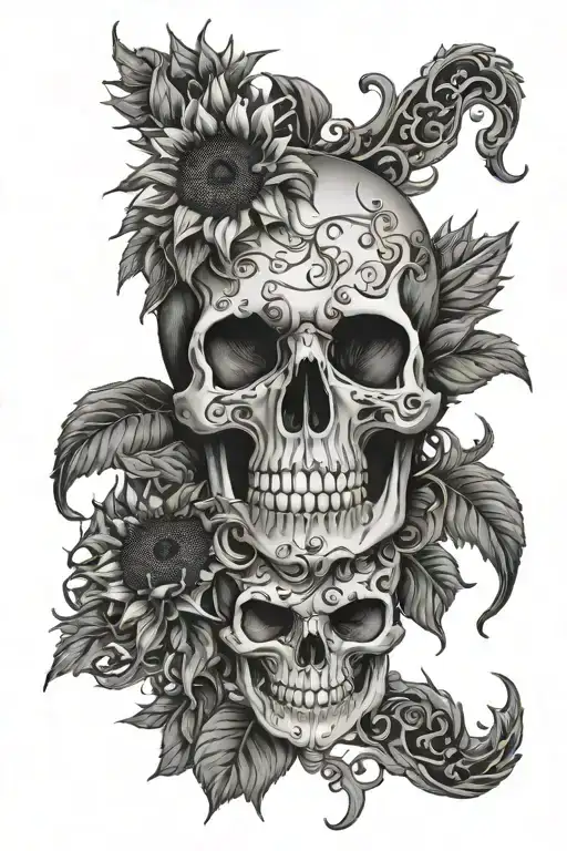Skull And Sunflowers Vine Wrapping