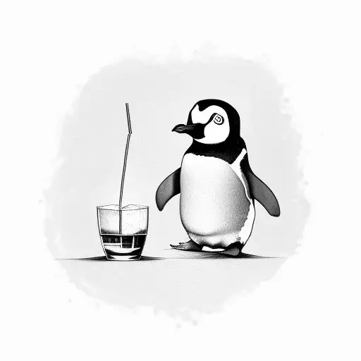 Penguin Holding Drink