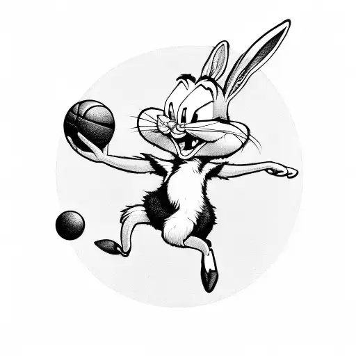 A Portrait Of Bugs Bunny Dunking A Basketball On The Moon