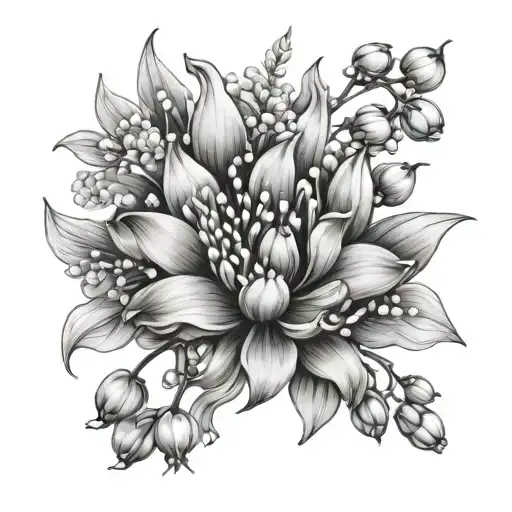 Lily Of The Valley And Chrysanthemum