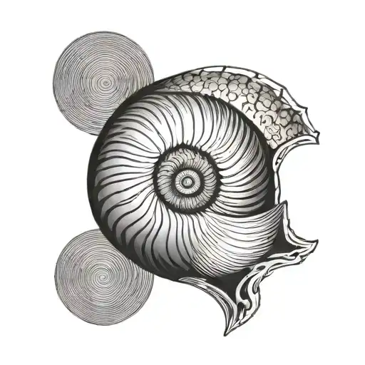 A Spiral Shell Pattern With Fine Line Tattoo Design Minimalist And Small