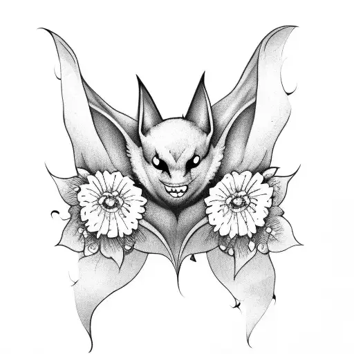 Bat With Flowers