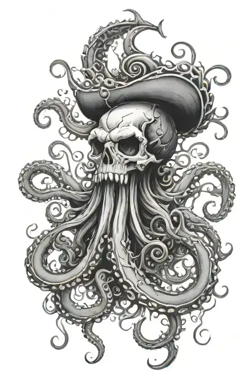 Kraken Whit Skulls