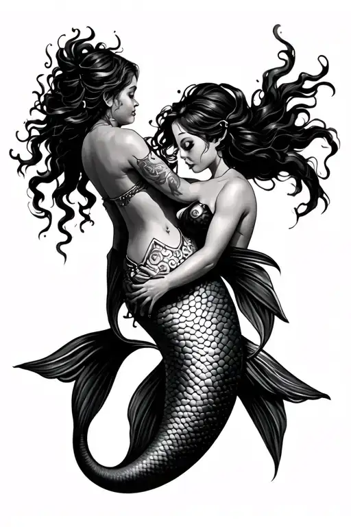 Old School Diver And Mermaid