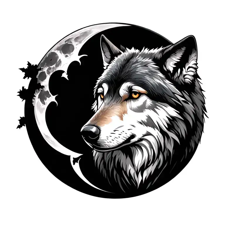 Wolf And Moon