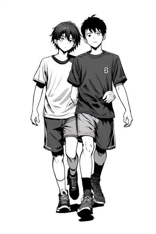 Anime 2 Brothers Walking To Basketball Court Together