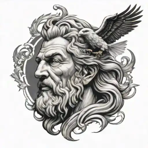 Zeus With A Eagle Flying Under His Face