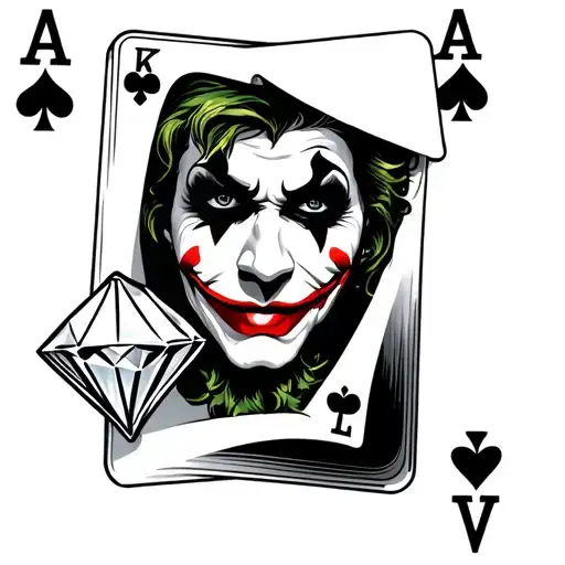 Deck Of Cards With One Joker Card Sticking Out A Diamond