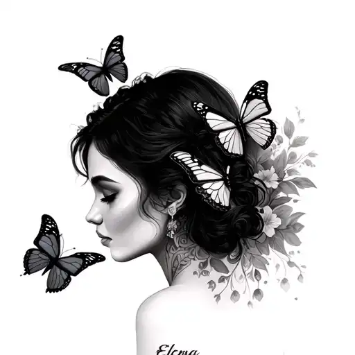 Elena In Script With Butterflies