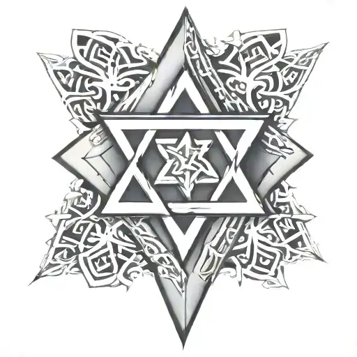 Star Of David Overlapping The Intersection Of A Religious Cross