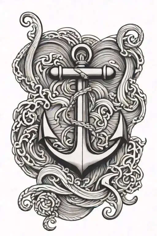 Anchor And Waves With Names Written Simple