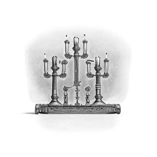 A Menorah With Car Parts As The Candle Holders