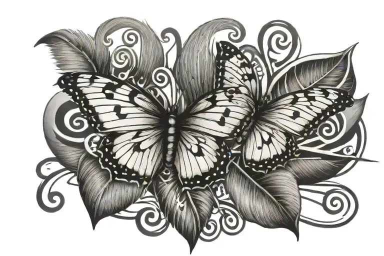 Palm Tree Butterfly Music Notes